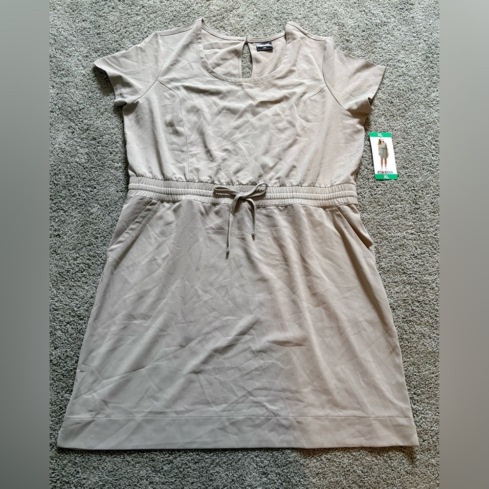 32 Degrees Soft Twill Drawstring Dress 1748960 Shadow Green Womens Size XL NWT